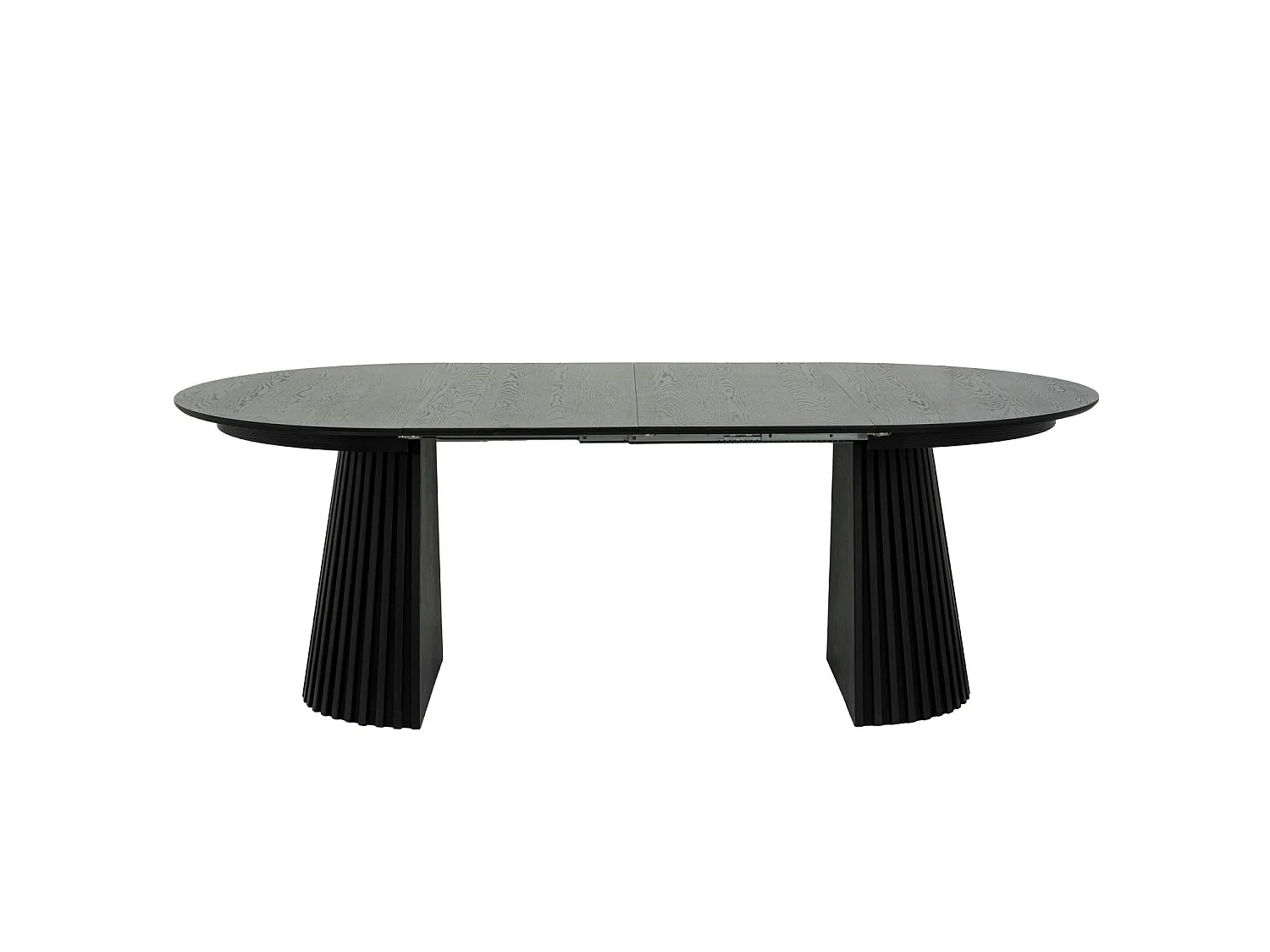Ronde Uitschuifbare eettafel Svendborg - MDF & eiken fineer - Zwart