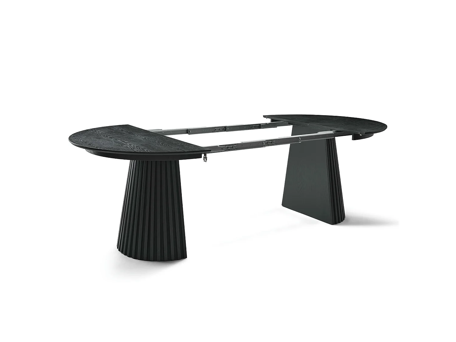 Ronde Uitschuifbare eettafel Svendborg - MDF & eiken fineer - Zwart