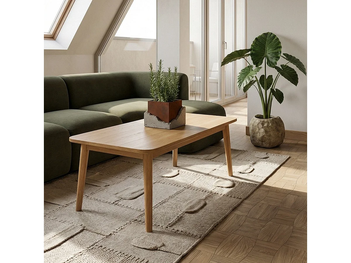 Table basse Nyborg avec Rectangulaire et - Chêne massif et - huile naturelle