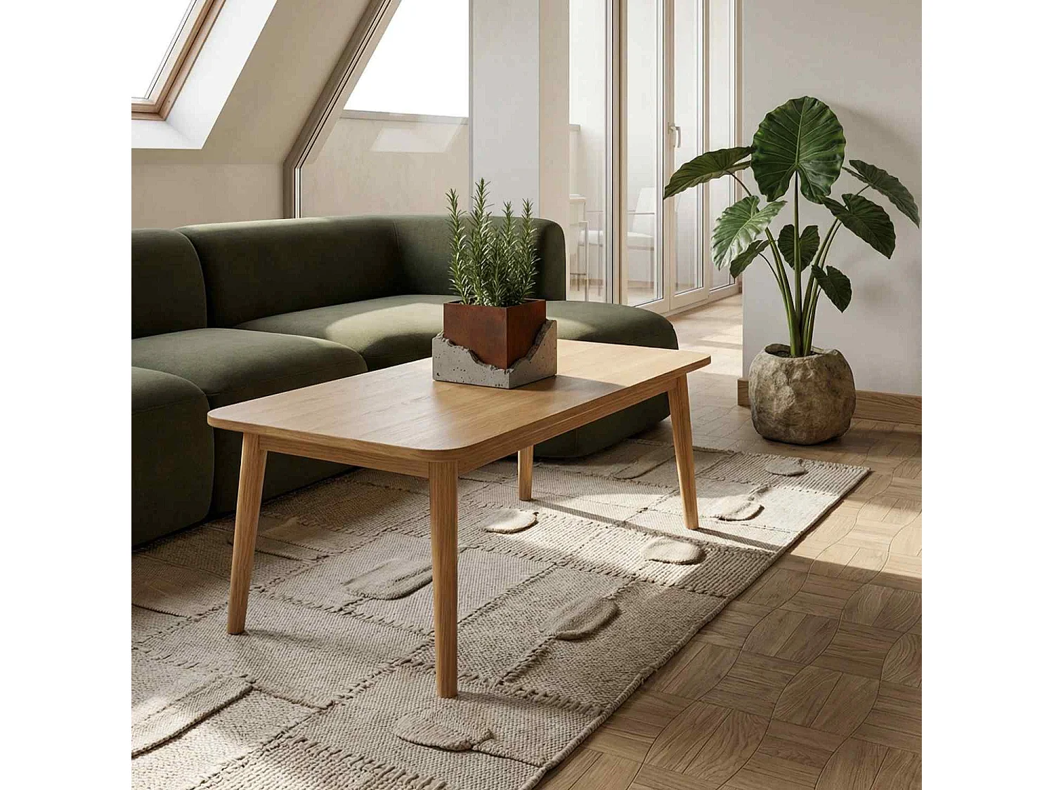 Rechthoekige Salontafel Texas - Massief eikenhout - Naturel