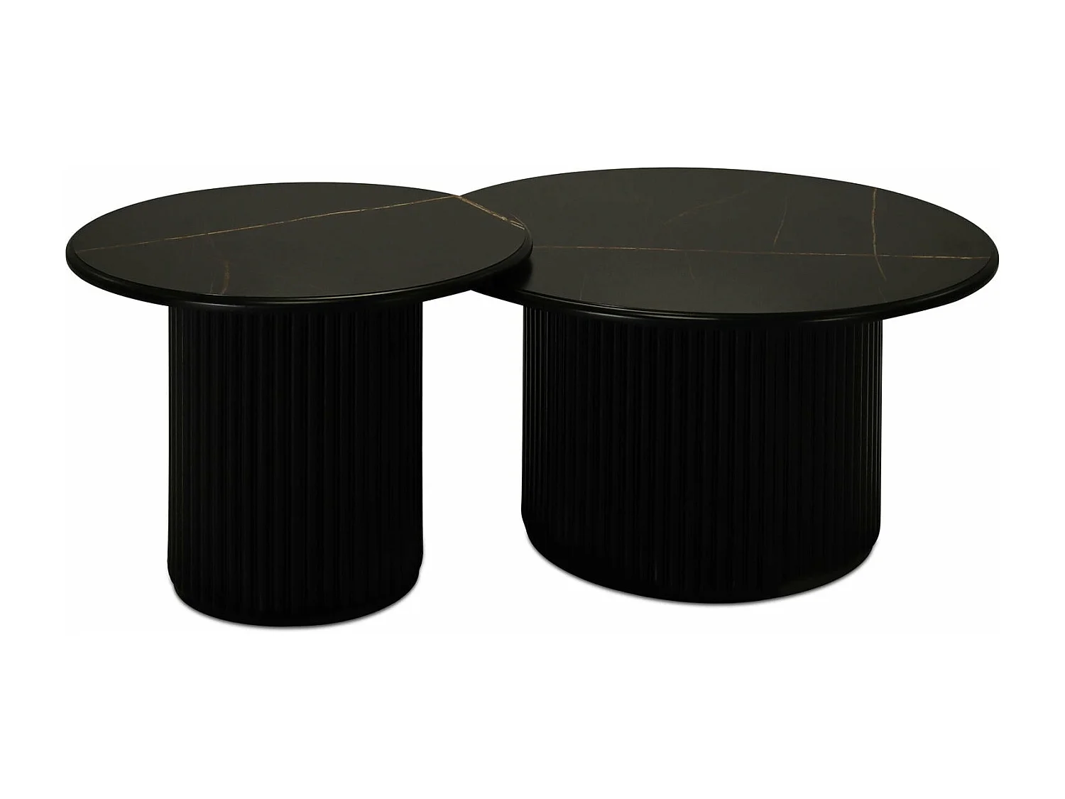 Tavolino rotondo Easy - MDF e marmo - Nero