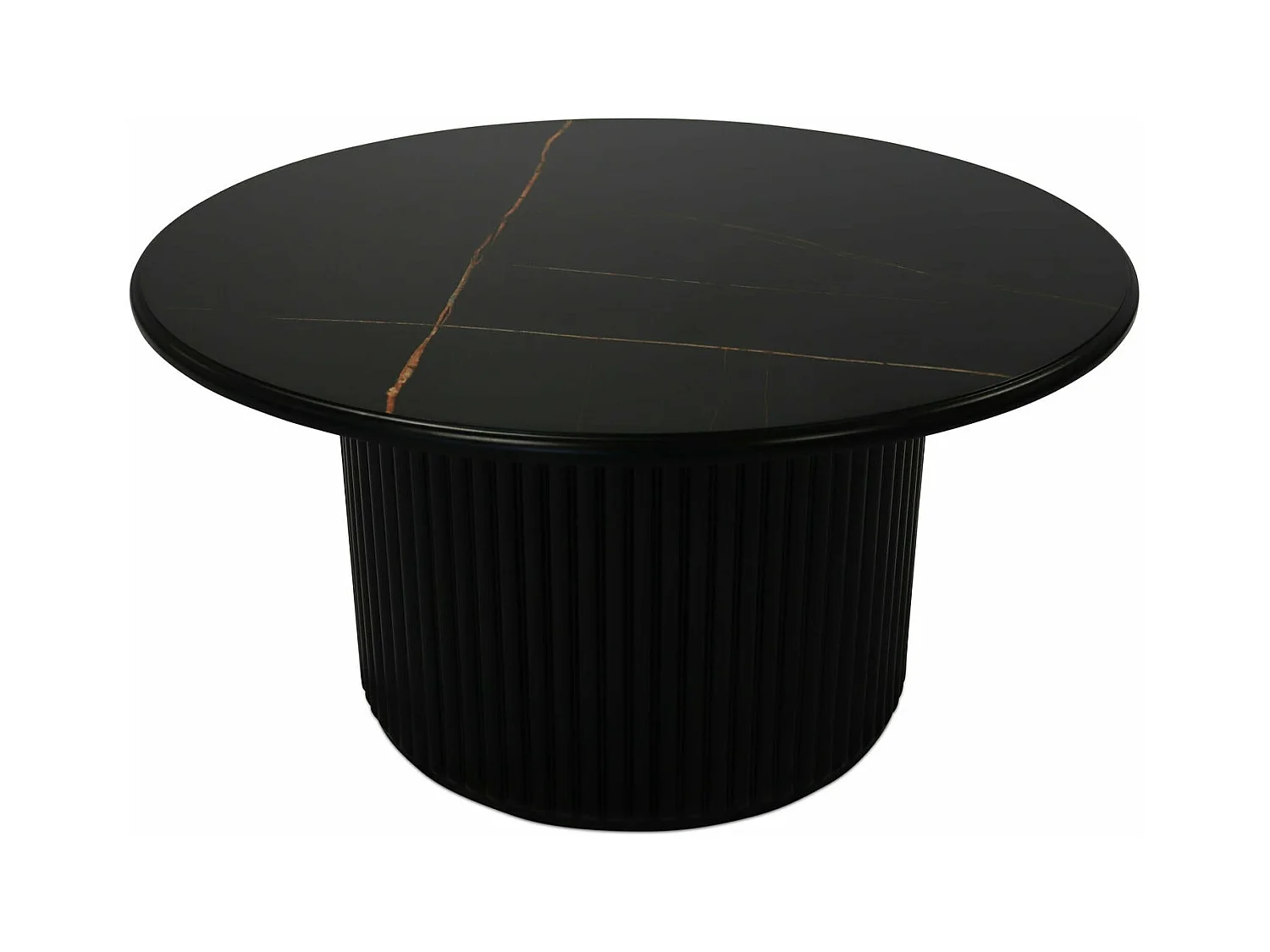 Table basse Easy - Ronde - MDF et marbre - Noir