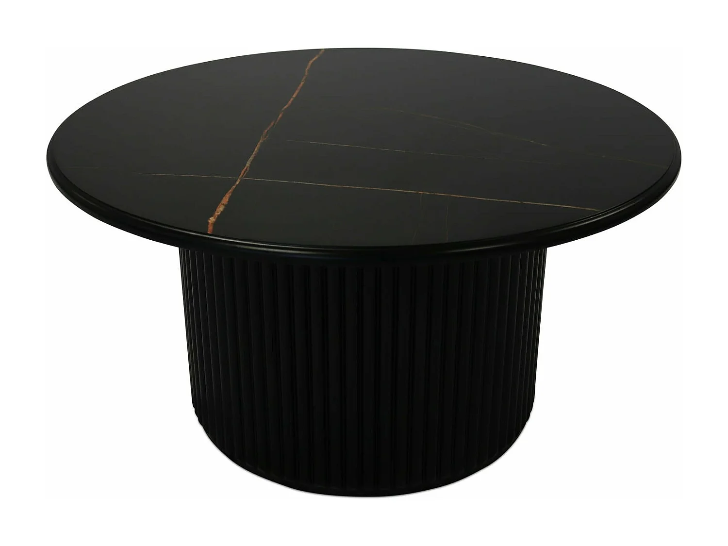Table basse Easy - Ronde - MDF et marbre - Noir