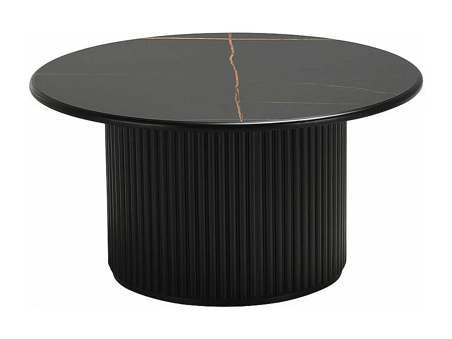 Table basse Easy - Ronde - MDF et marbre - Noir