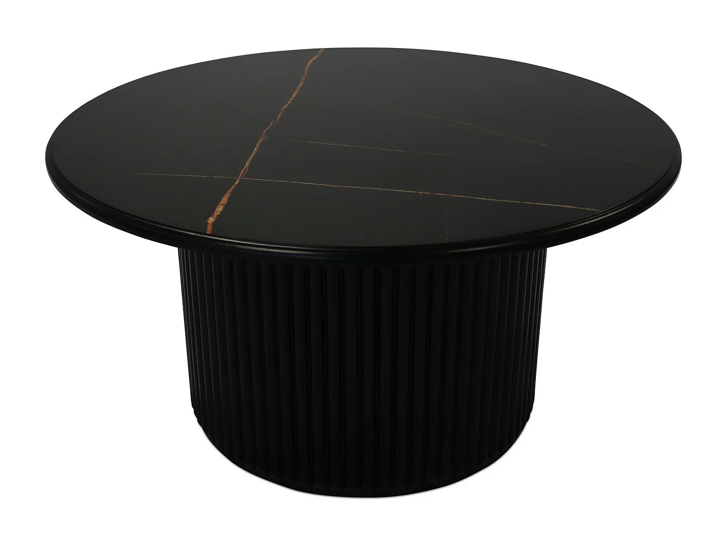 Table basse Easy - Ronde - MDF et marbre - Noir