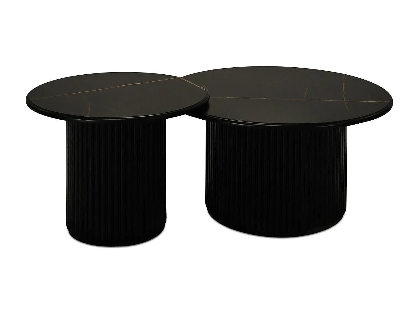 Table basse Easy - Ronde - MDF et marbre - Noir