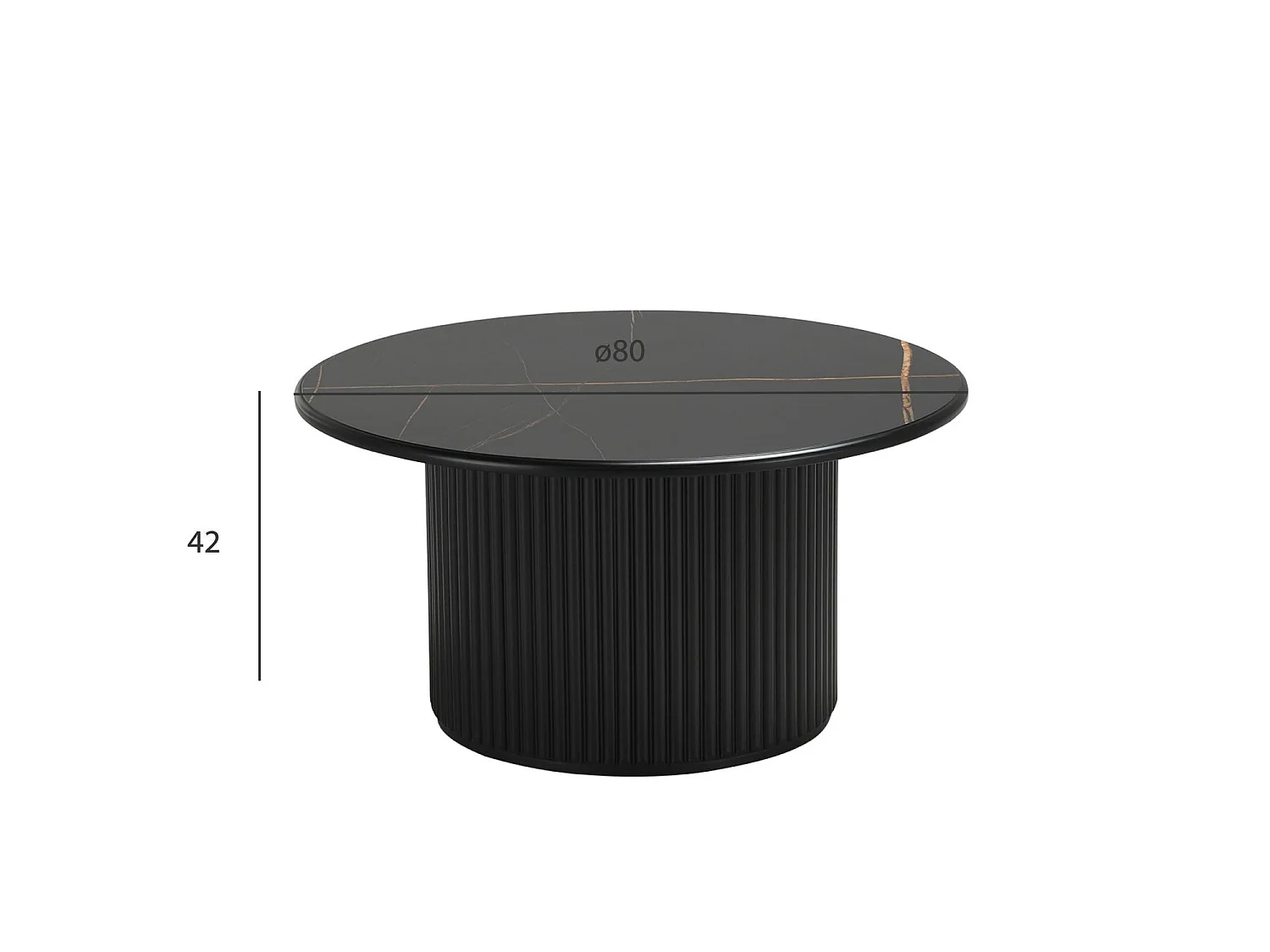 Table basse Easy - Ronde - MDF et marbre - Noir