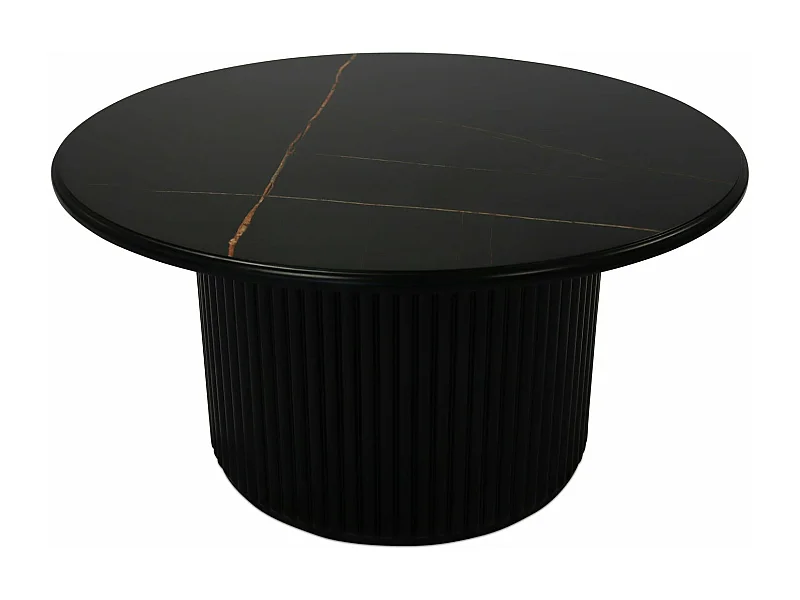 Table basse Easy - Ronde - MDF et marbre - Noir
