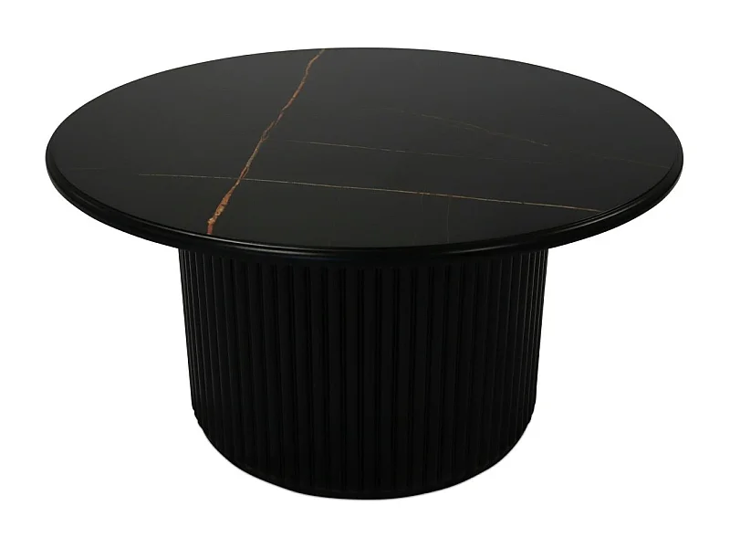 Ronde Salontafel Easy - MDF & marmer - Zwart