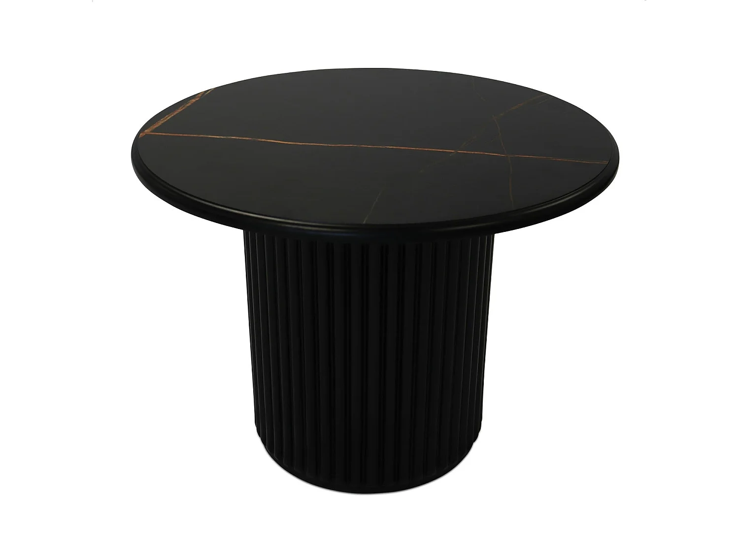 Runder Couchtisch Easy - MDF & Marmor - Schwarz