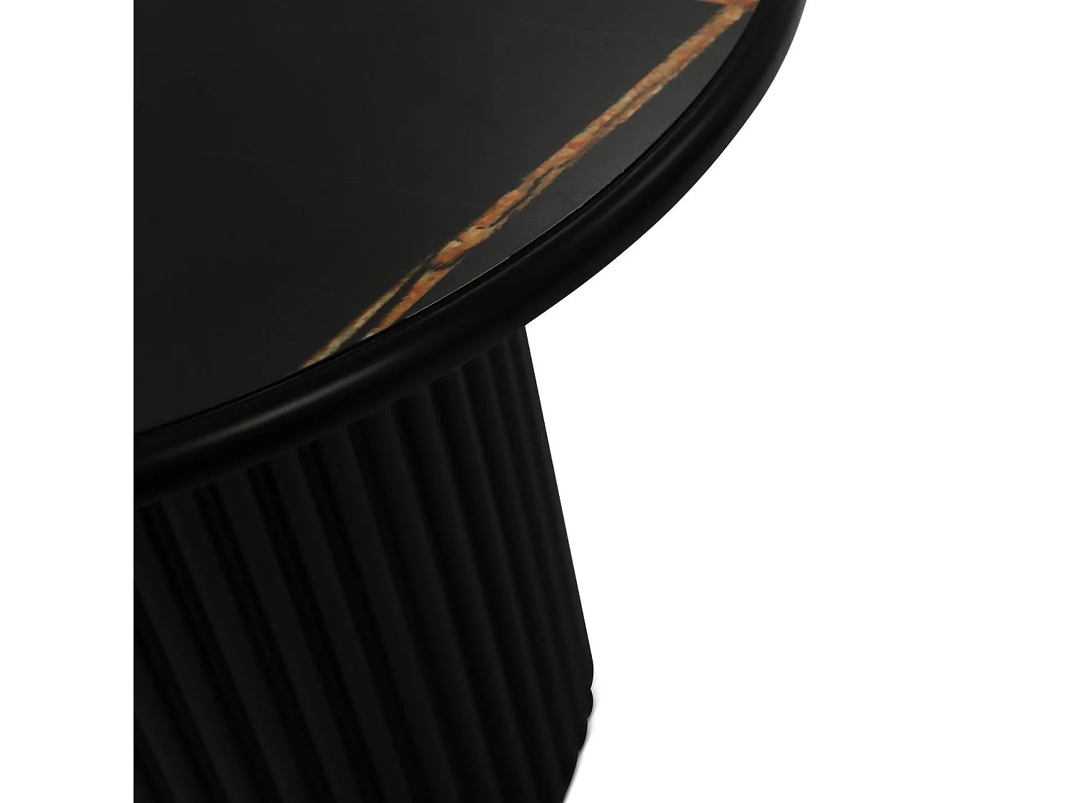 Runder Couchtisch Easy - MDF & Marmor - Schwarz