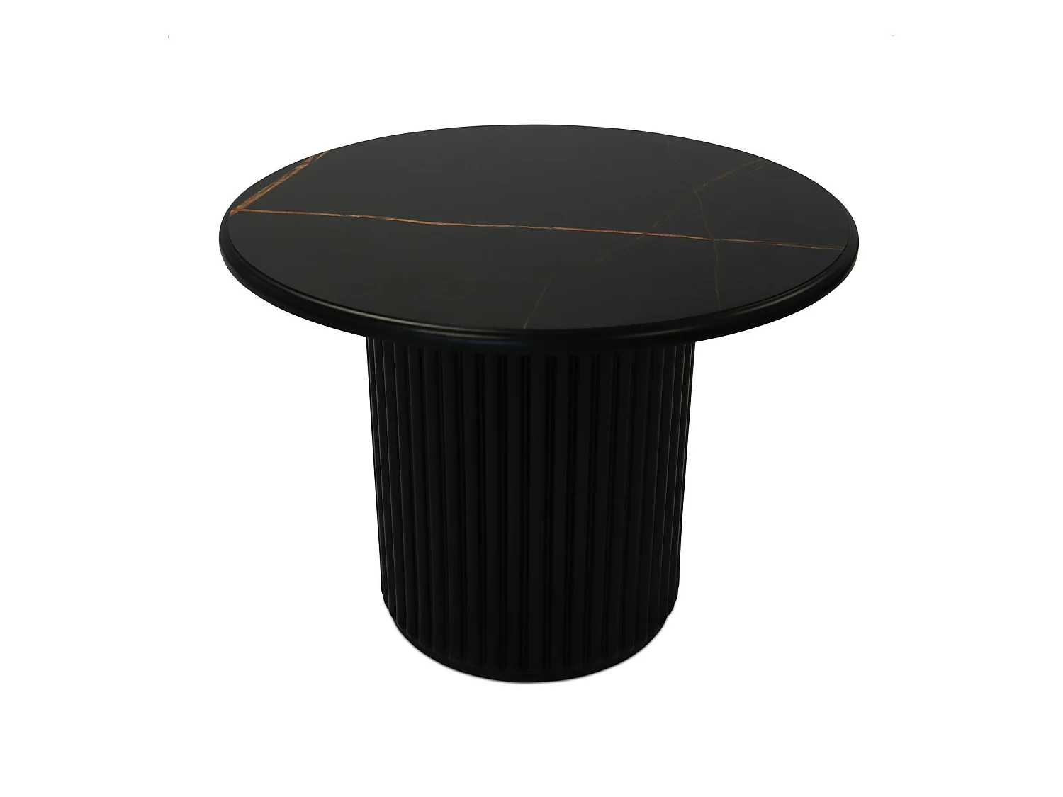 Table basse Easy - Ronde - MDF et marbre - Noir