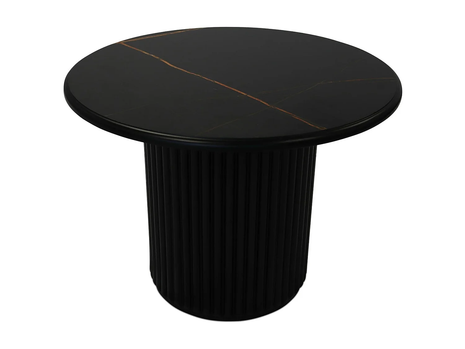 Table basse Easy - Ronde - MDF et marbre - Noir