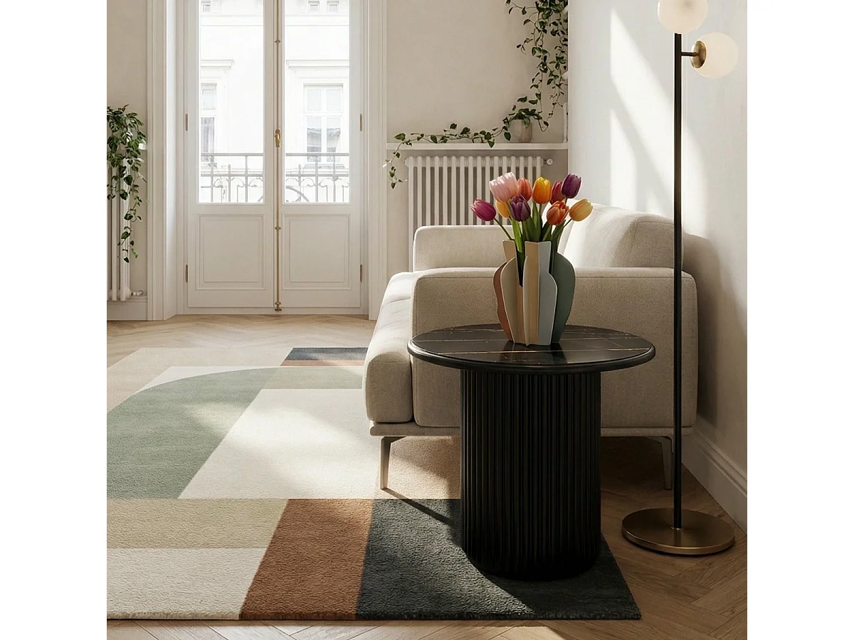 Ronde Salontafel Easy - MDF & marmer - Zwart