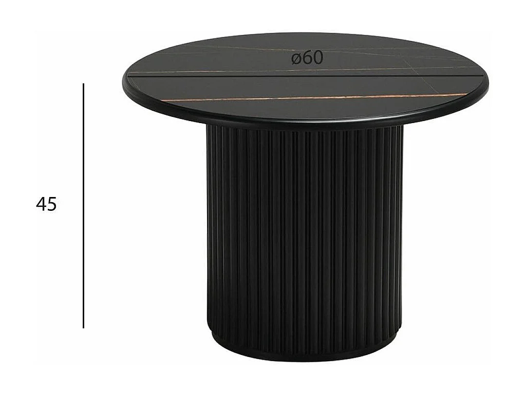 Table basse Easy - Ronde - MDF et marbre - Noir