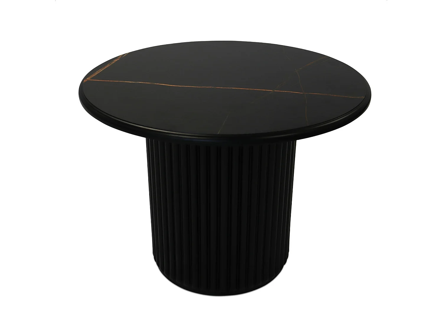 Table basse Easy - Ronde - MDF et marbre - Noir