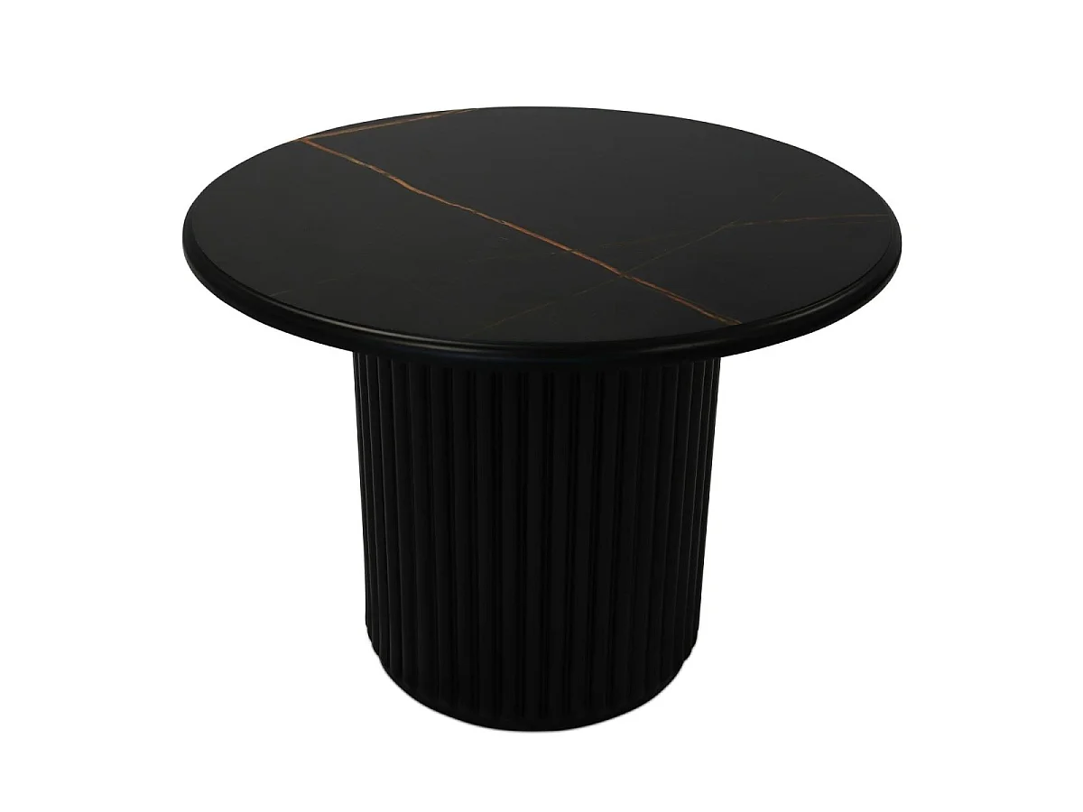Table basse Easy - Ronde - MDF et marbre - Noir