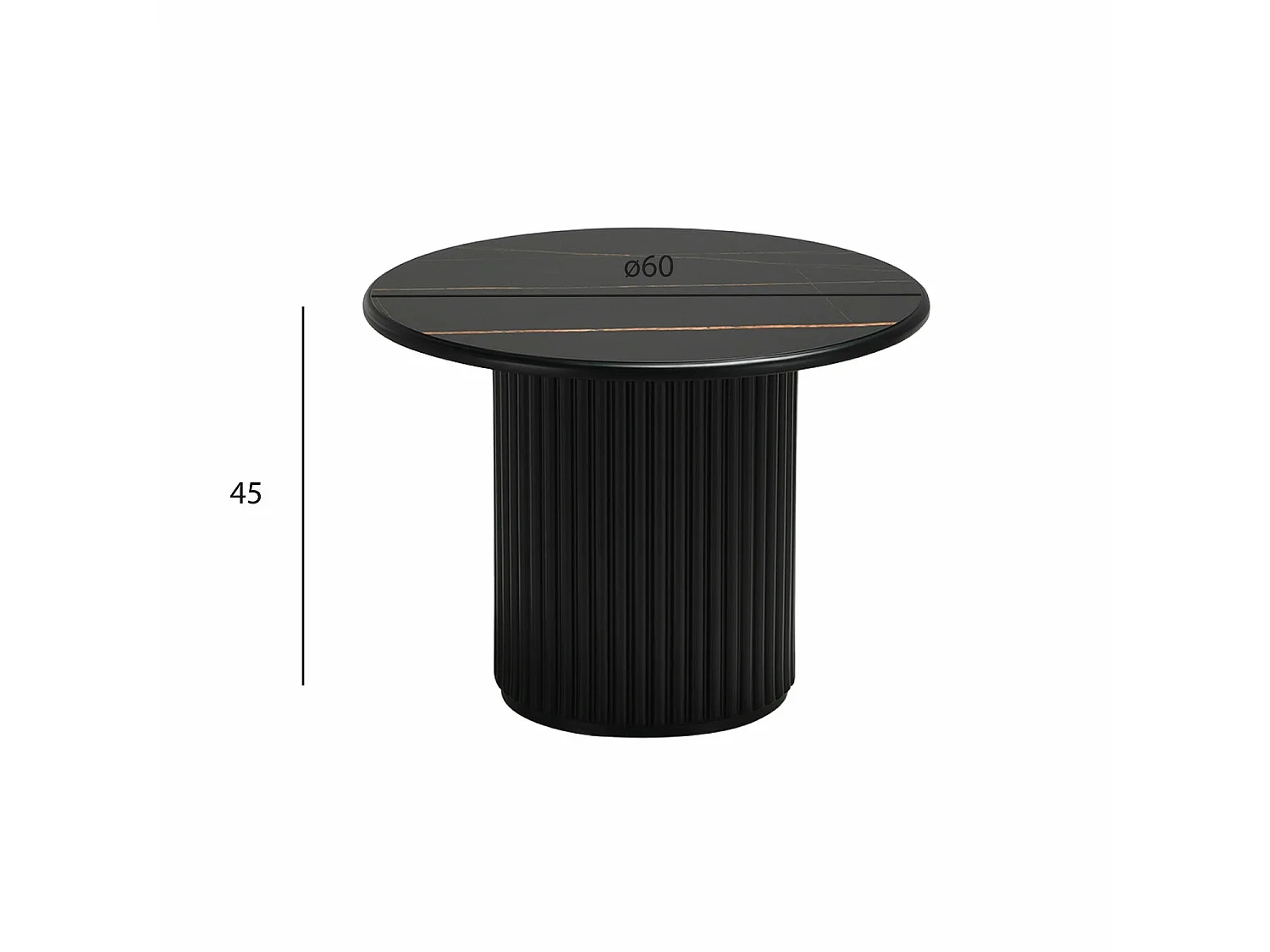 Table basse Easy - Ronde - MDF et marbre - Noir