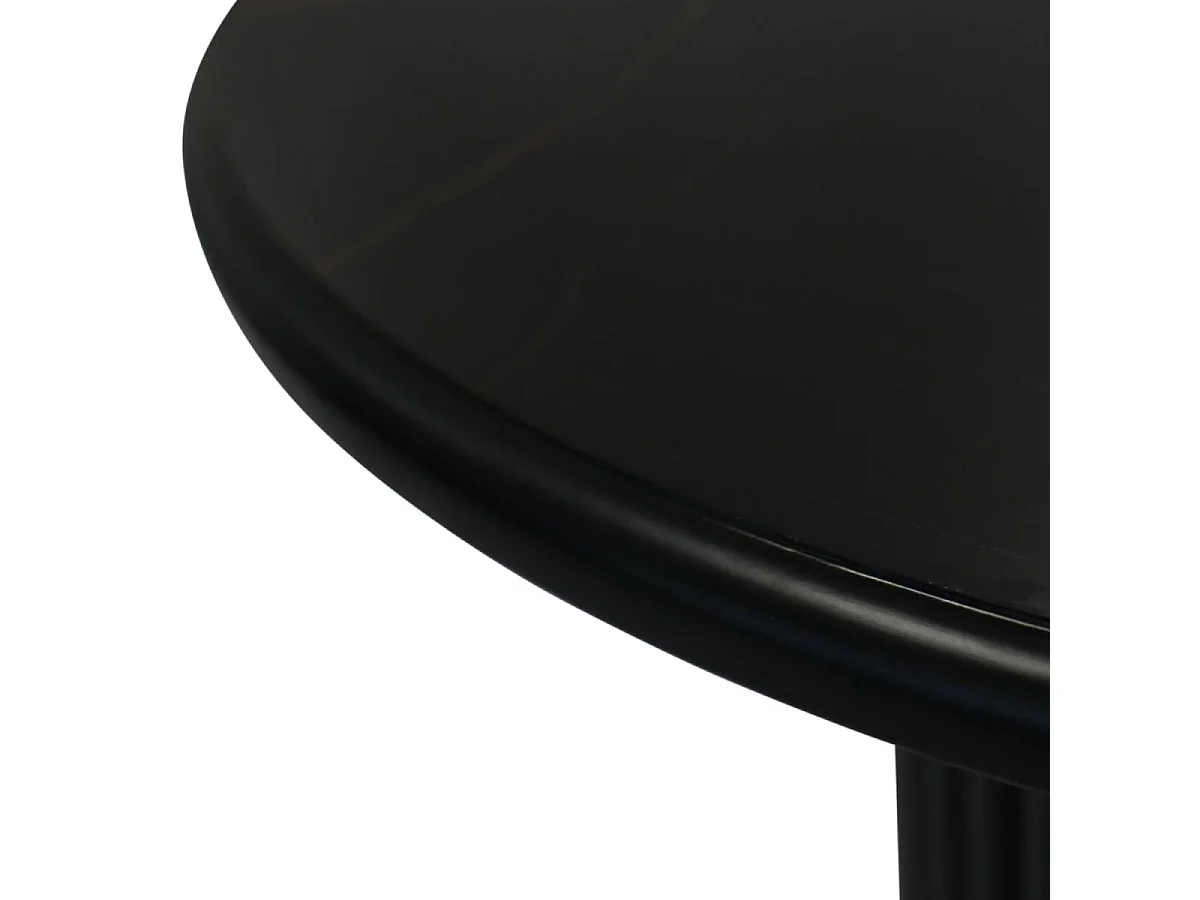Table basse Easy - Ronde - MDF et marbre - Noir