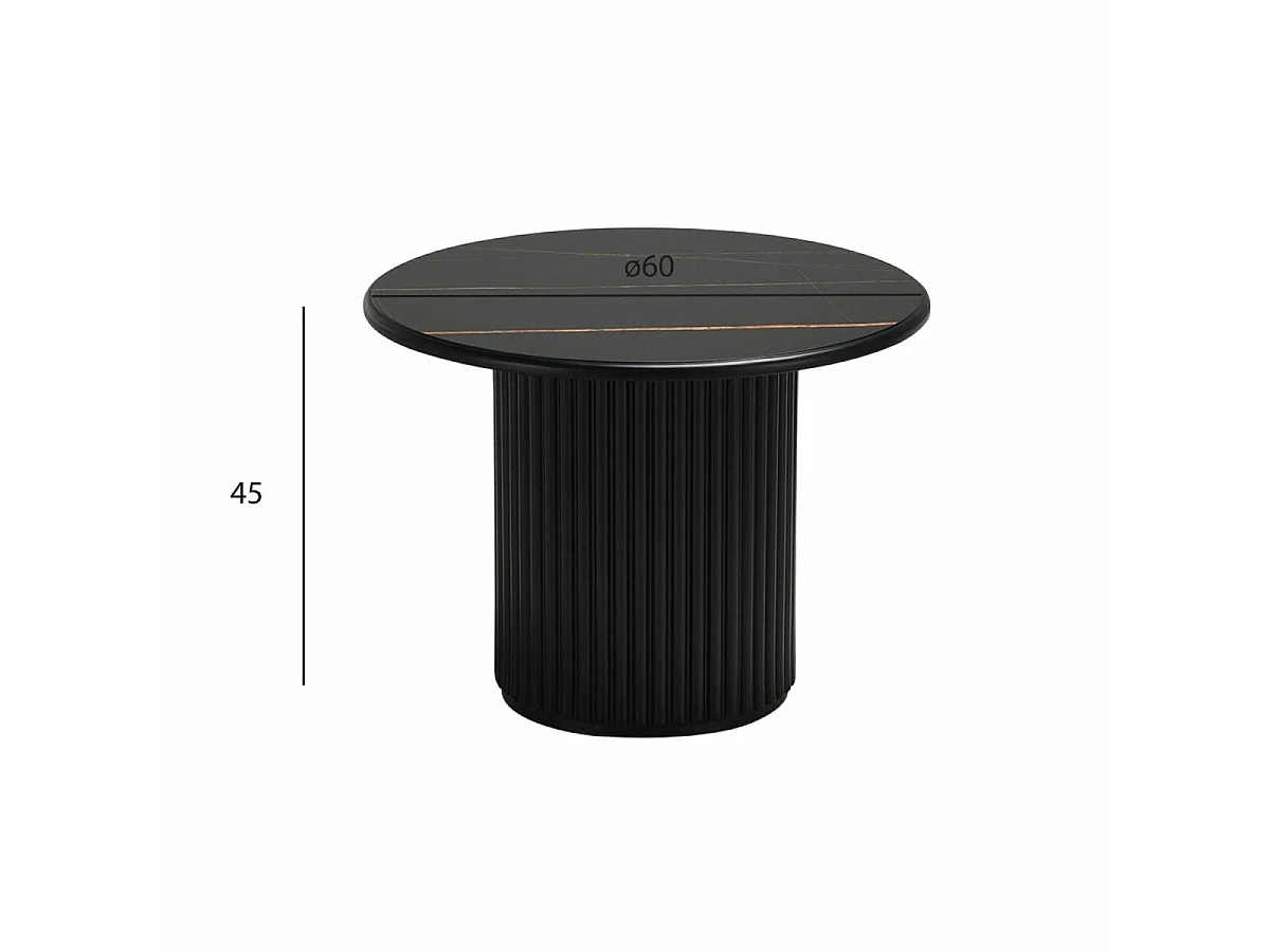 Table basse Easy - Ronde - MDF et marbre - Noir