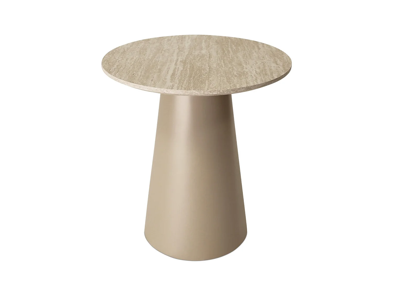 Table basse Tango - Ronde - MDF et travertin - Beige