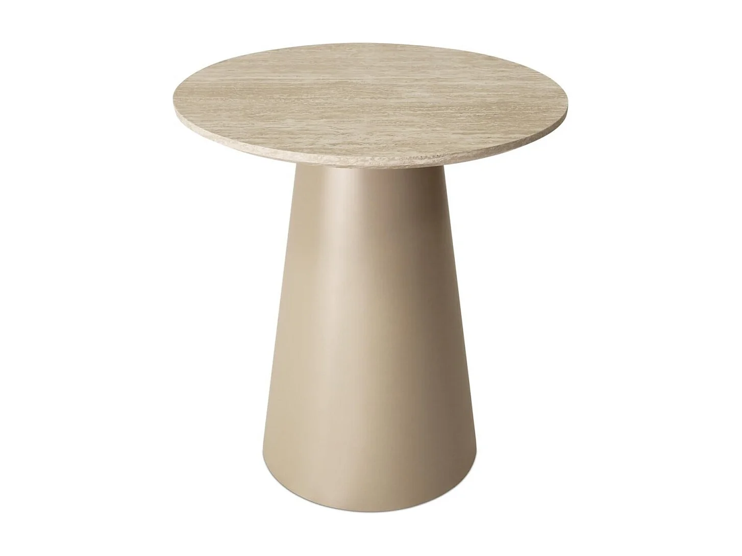 Table basse Tango - Ronde - MDF et travertin - Beige