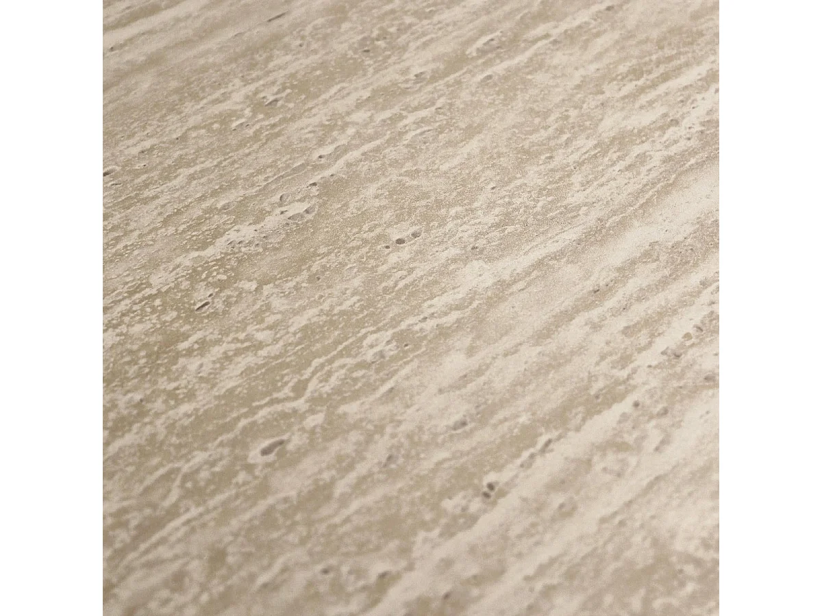 Table basse Tango - Ronde - MDF et travertin - Beige