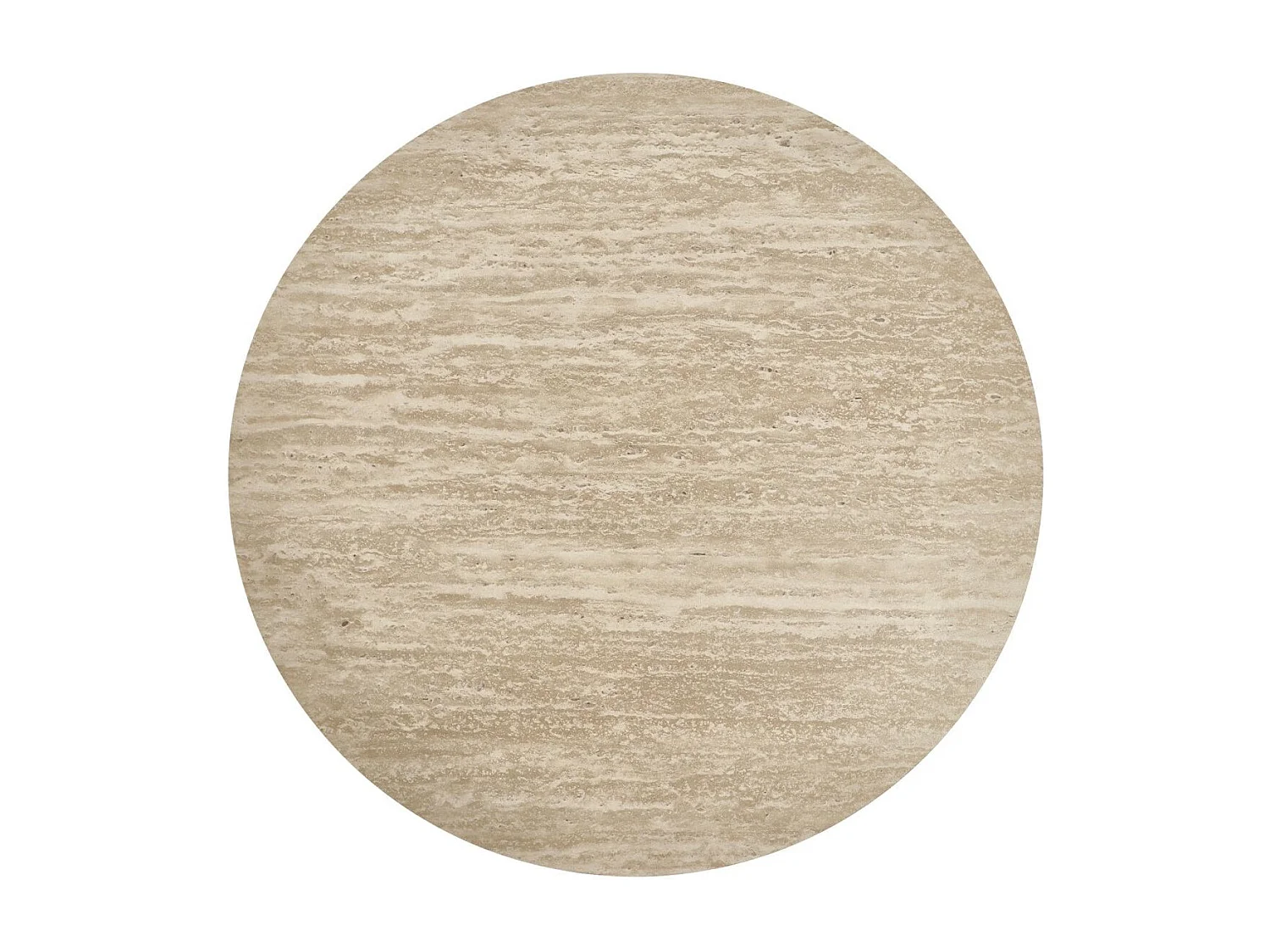 Table basse Tango - Ronde - MDF et travertin - Beige