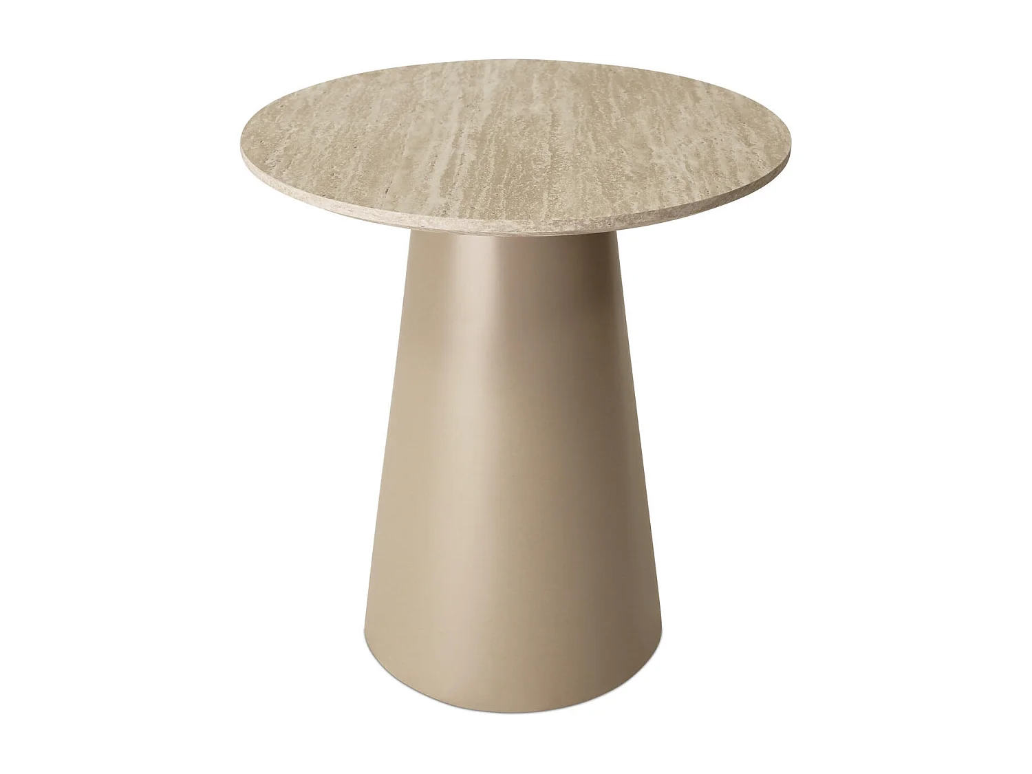 Table basse Tango - Ronde - MDF et travertin - Beige