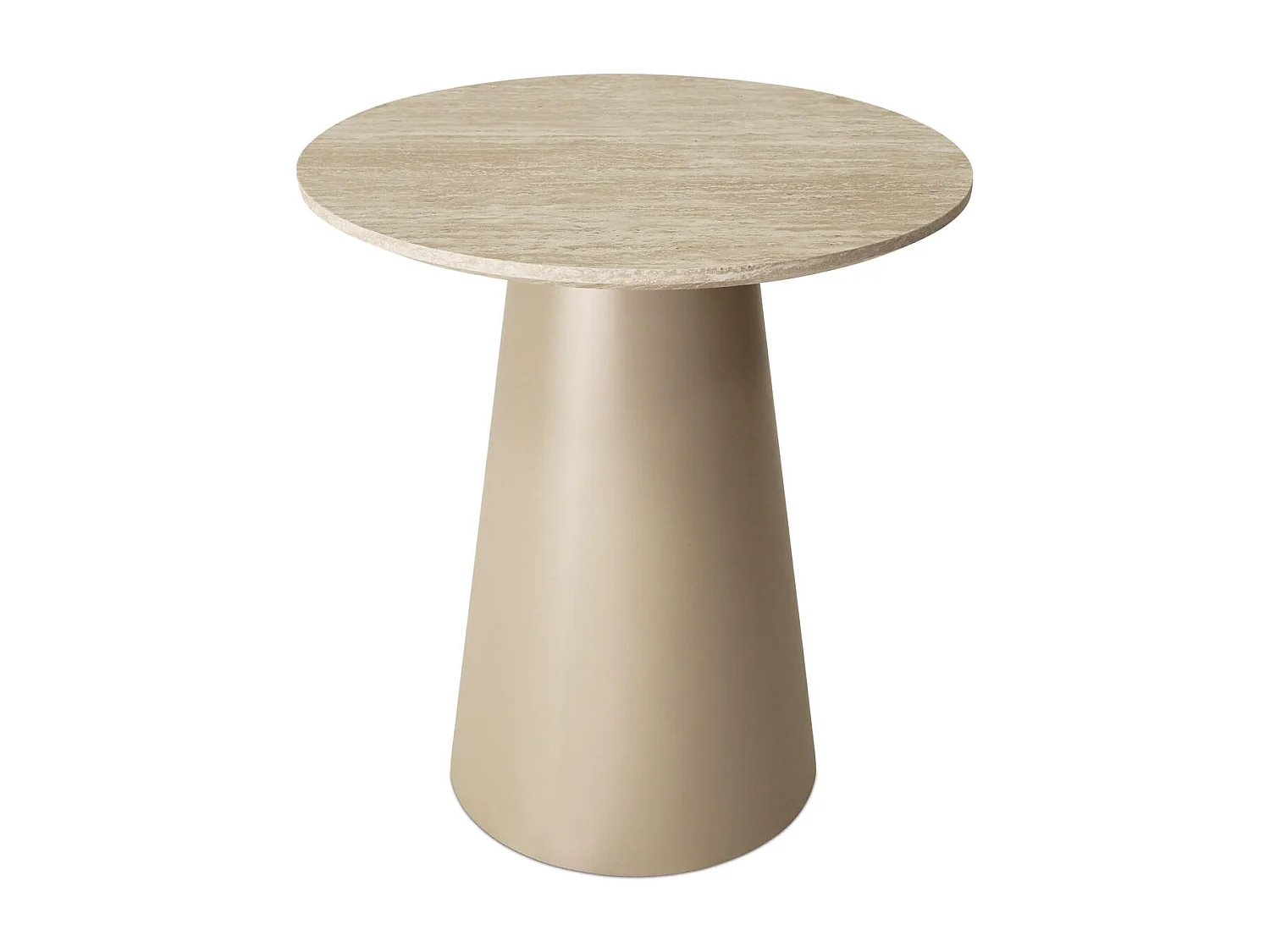 Table basse Tango - Ronde - MDF et travertin - Beige