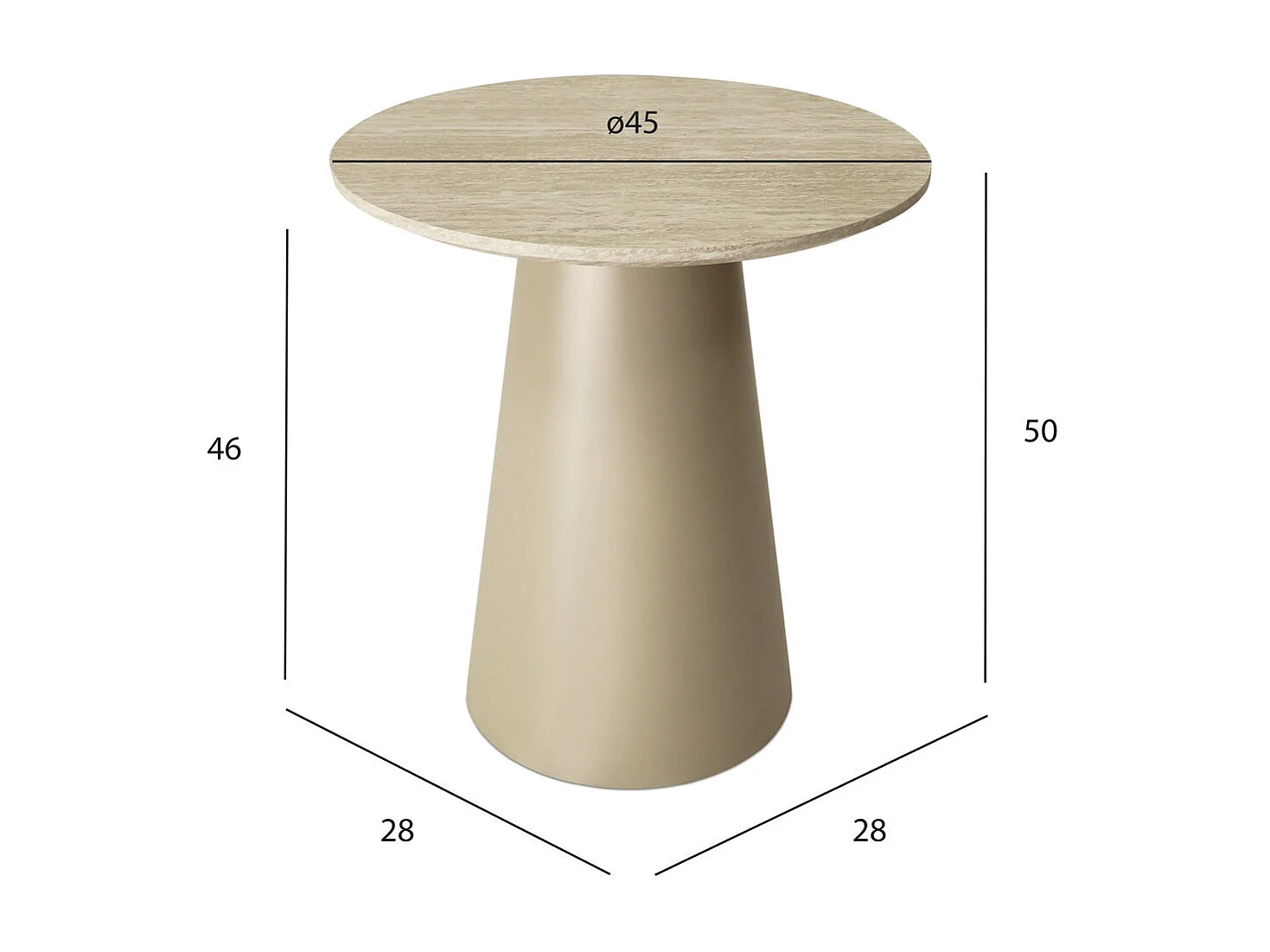 Table basse Tango - Ronde - MDF et travertin - Beige