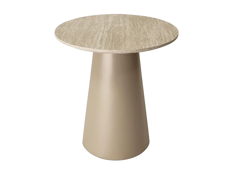 Table basse Tango - Ronde - MDF et travertin - Beige