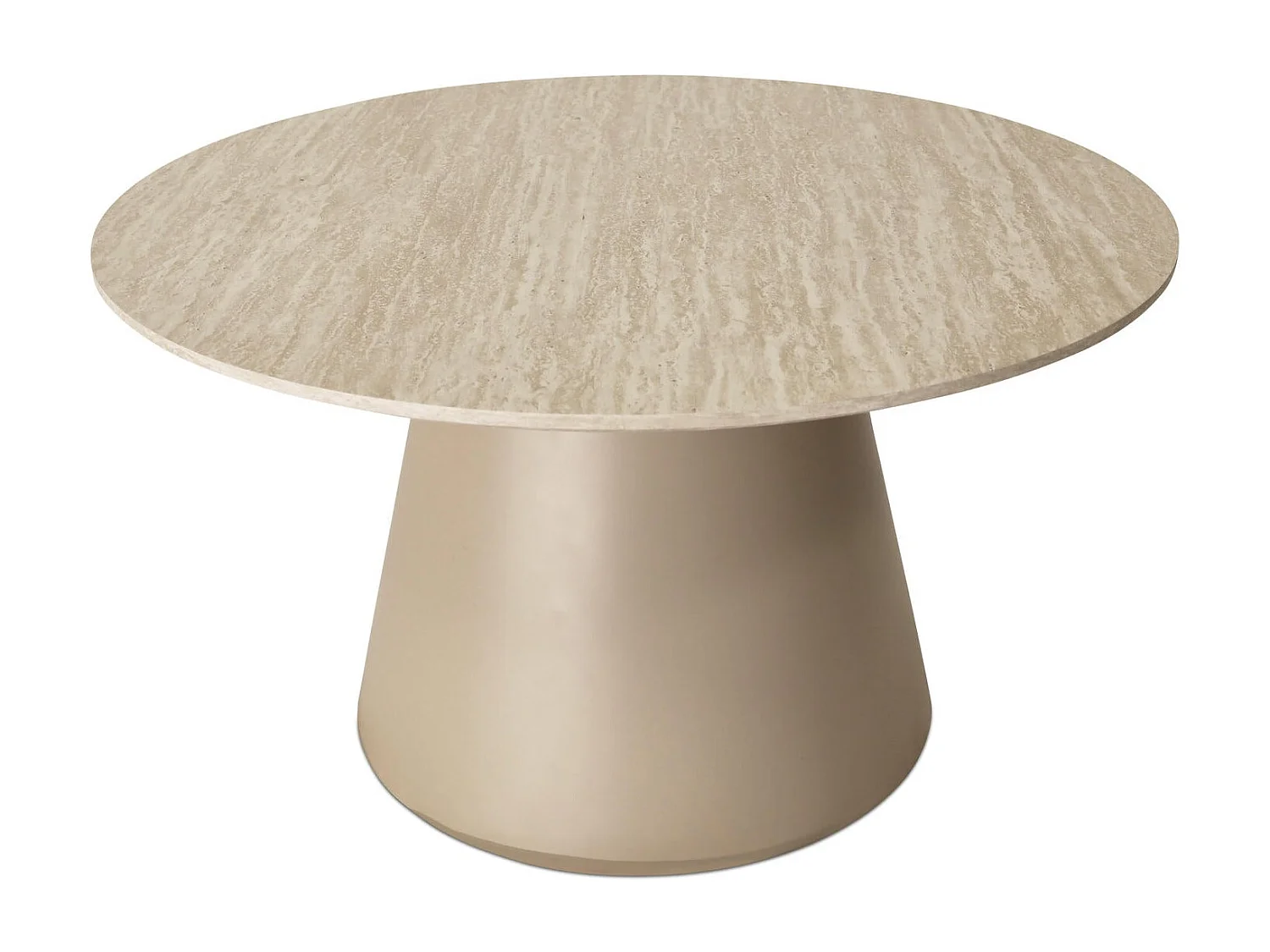 Tavolino rotondo Tango - MDF e travertino - Beige