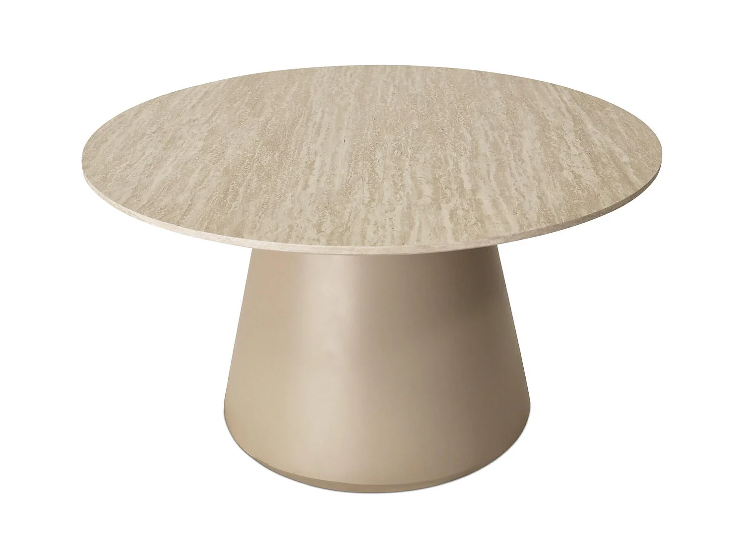 Mesa de centro redonda Tango - MDF y travertino - Beige