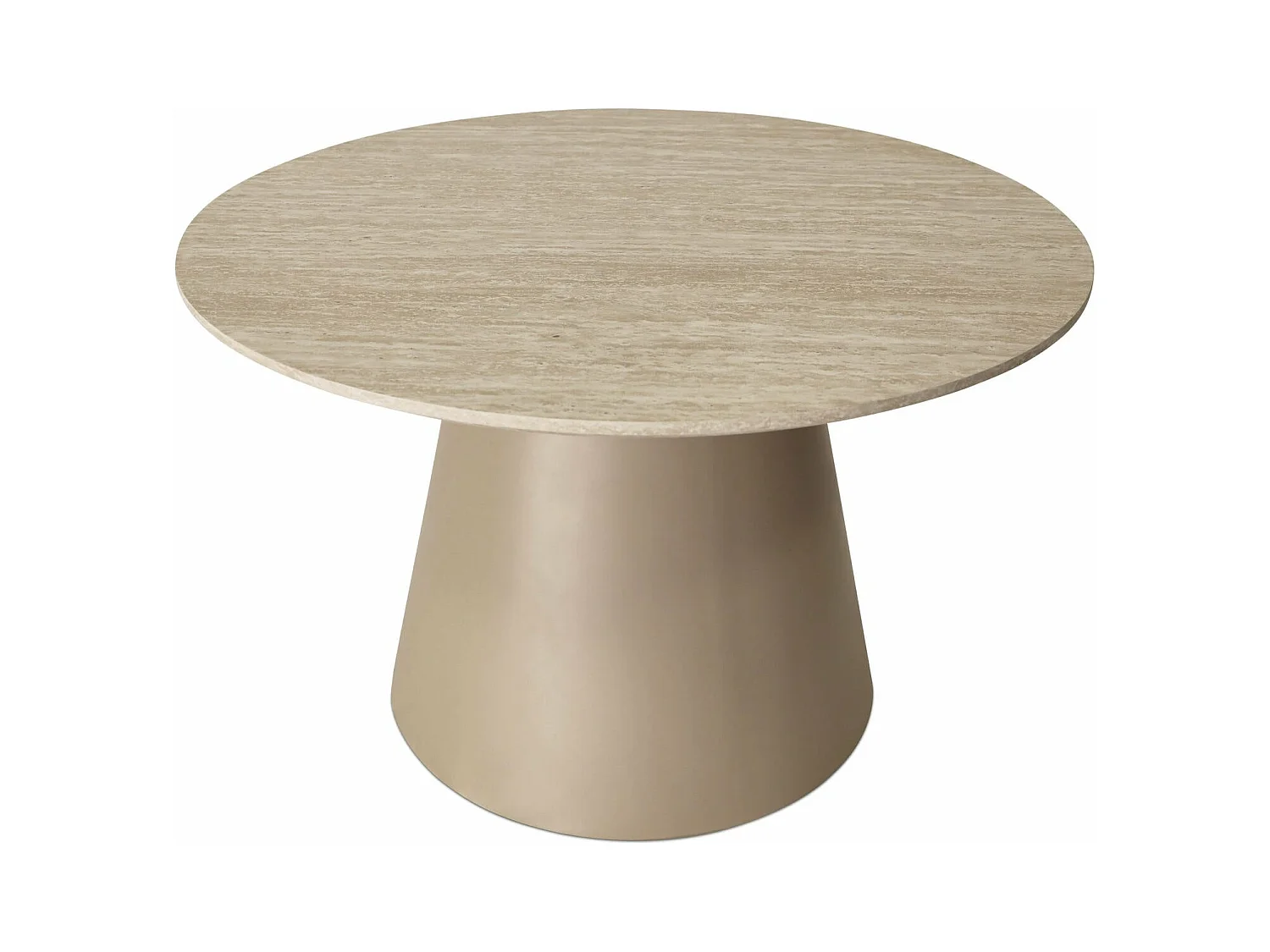 Mesa de centro redonda Tango - MDF y travertino - Beige