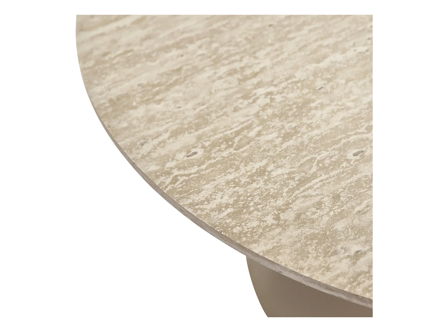 Mesa de centro redonda Tango - MDF y travertino - Beige
