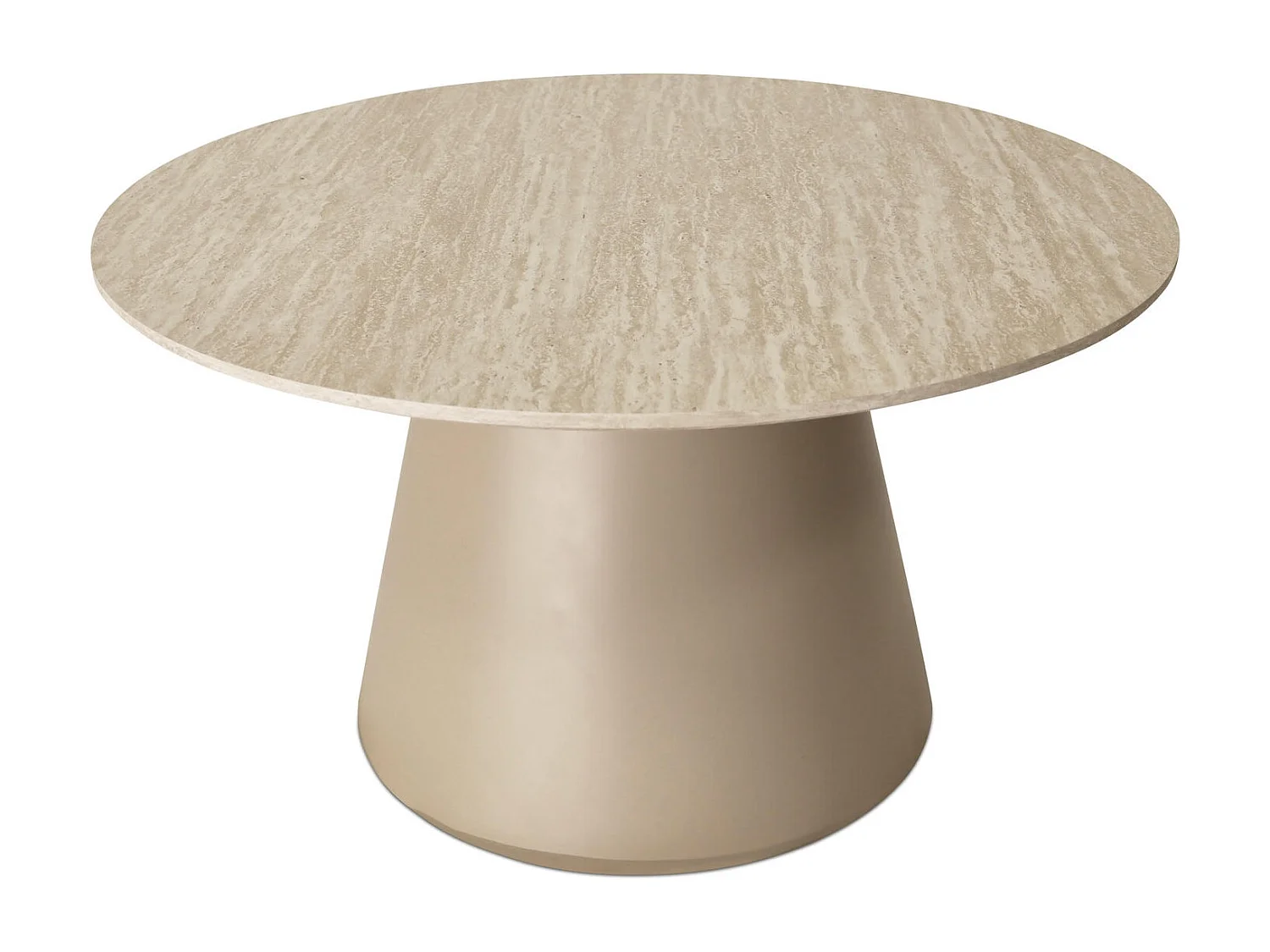 Mesa de centro redonda Tango - MDF y travertino - Beige