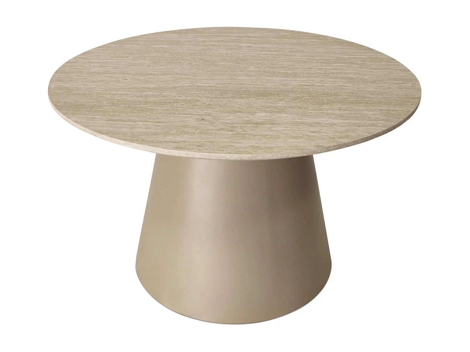Mesa de centro redonda Tango - MDF y travertino - Beige