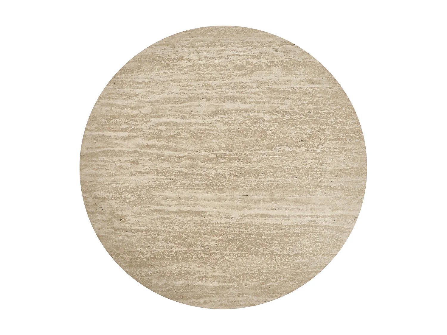 Mesa de centro redonda Tango - MDF y travertino - Beige
