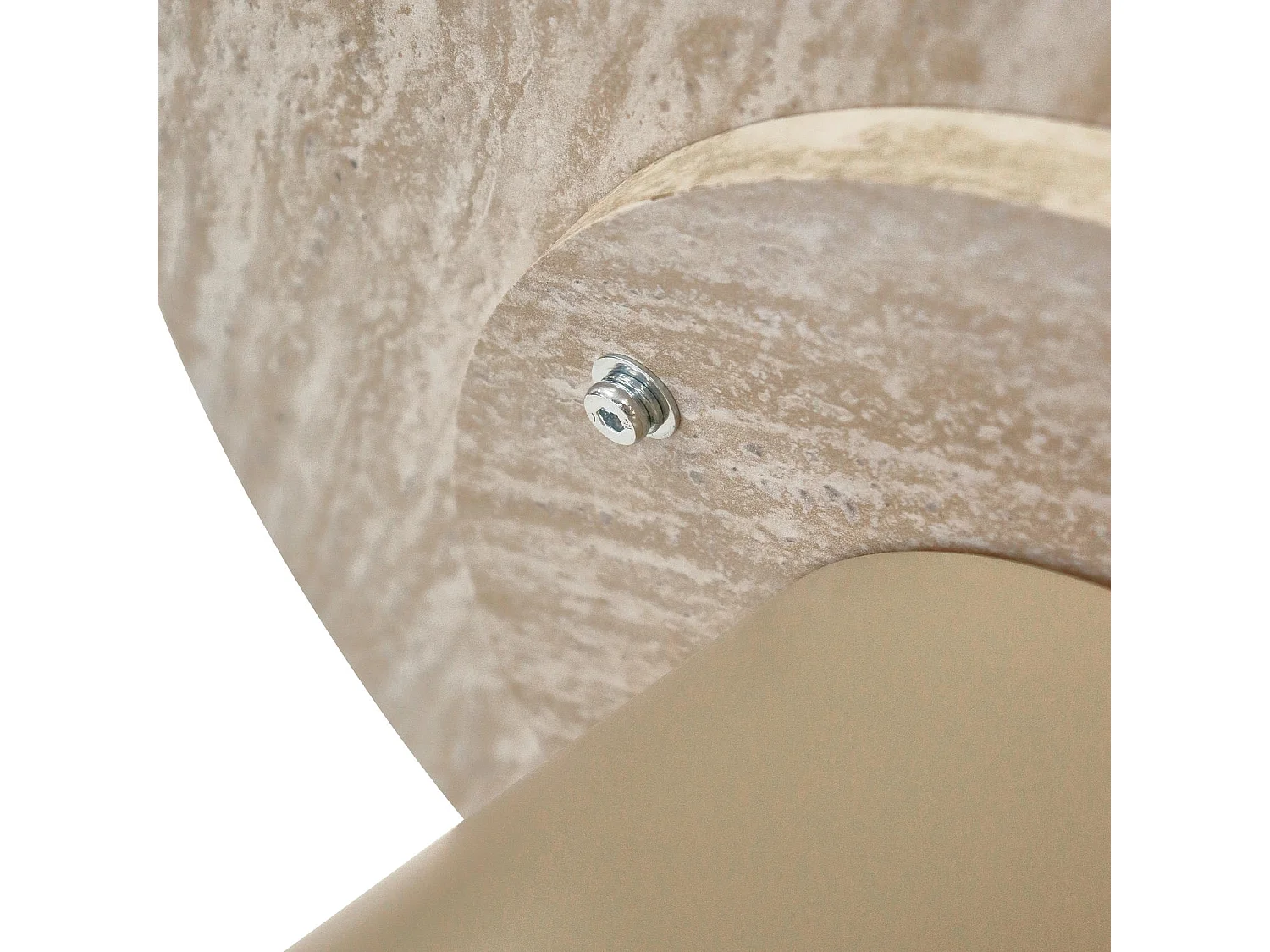 Mesa de centro redonda Tango - MDF y travertino - Beige