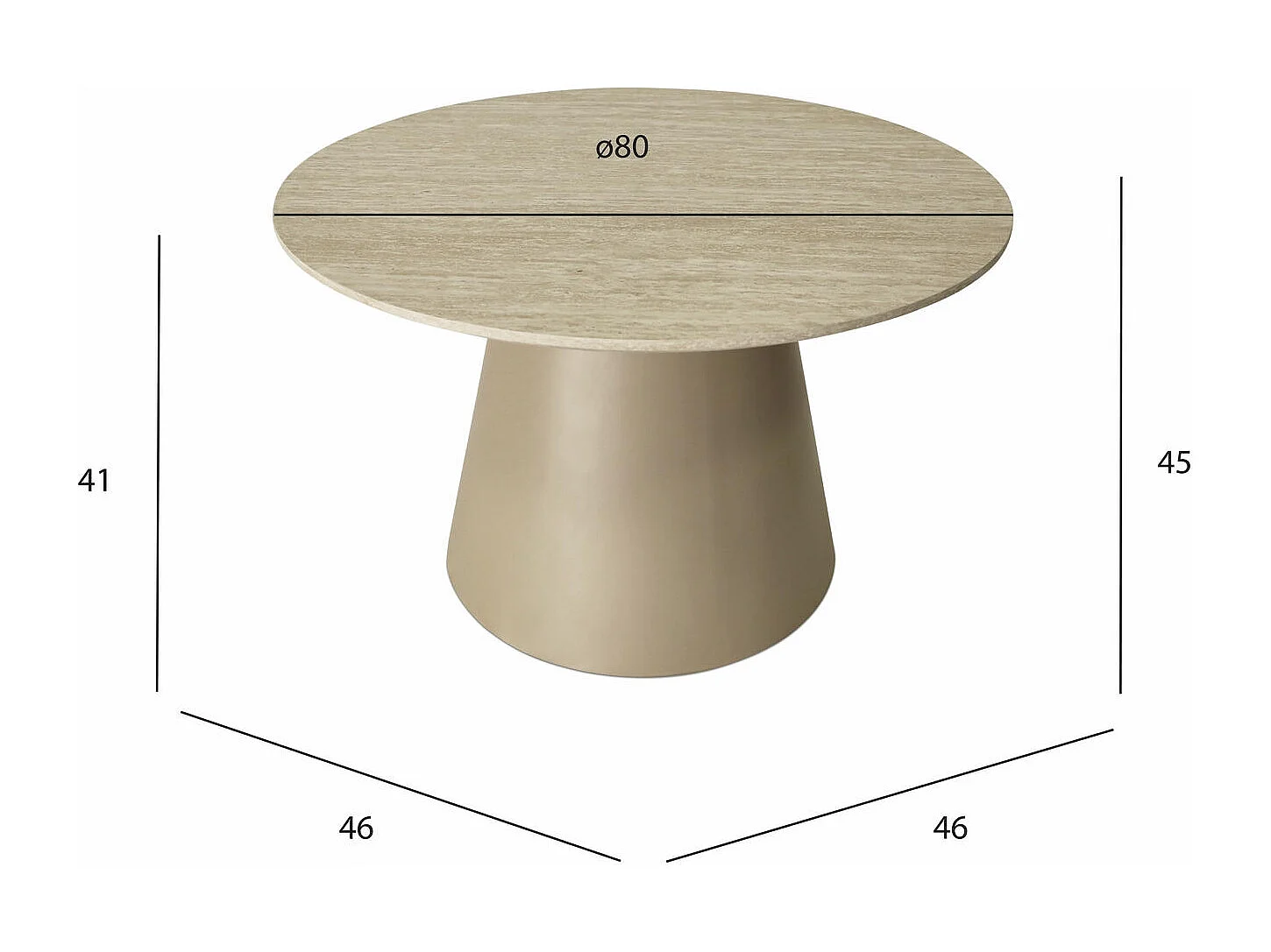 Mesa de centro redonda Tango - MDF y travertino - Beige