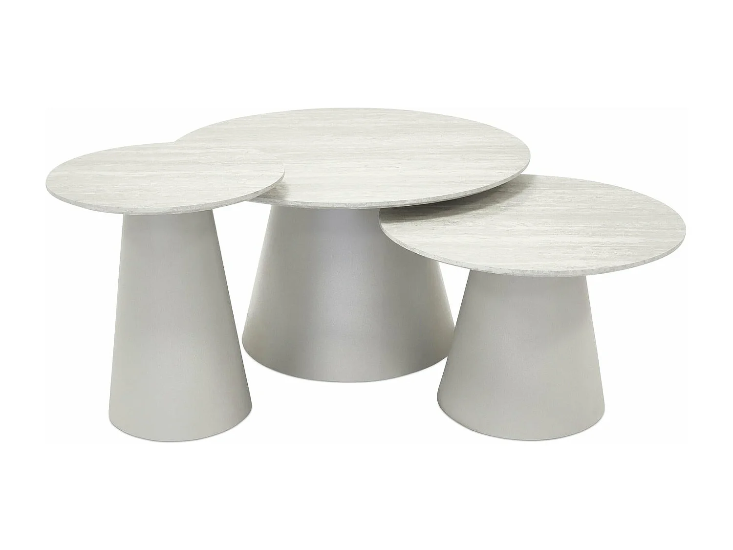 Table basse Tango - Ronde - MDF et travertin - Gris