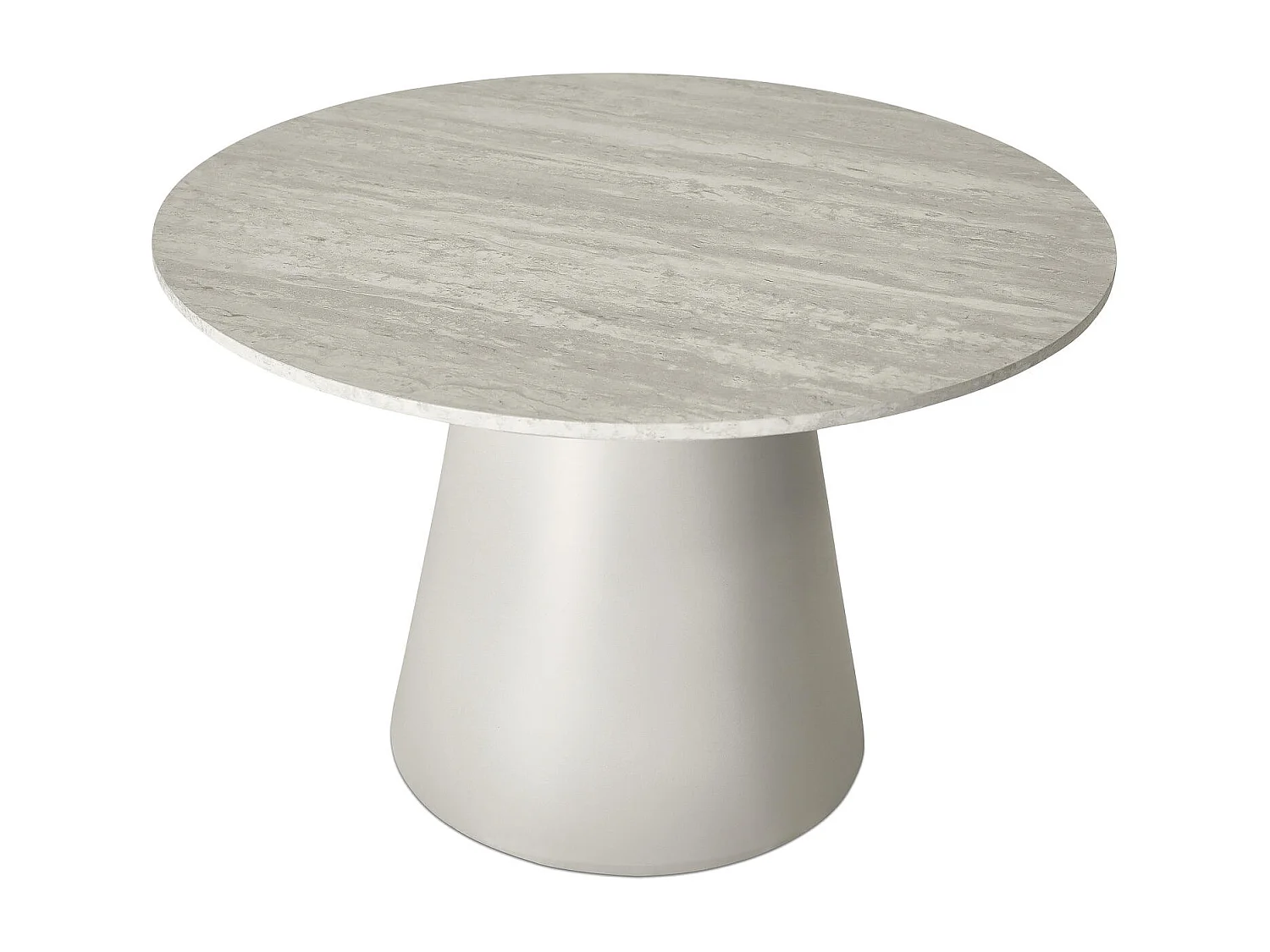 Table basse Tango - Ronde - MDF et travertin - Gris