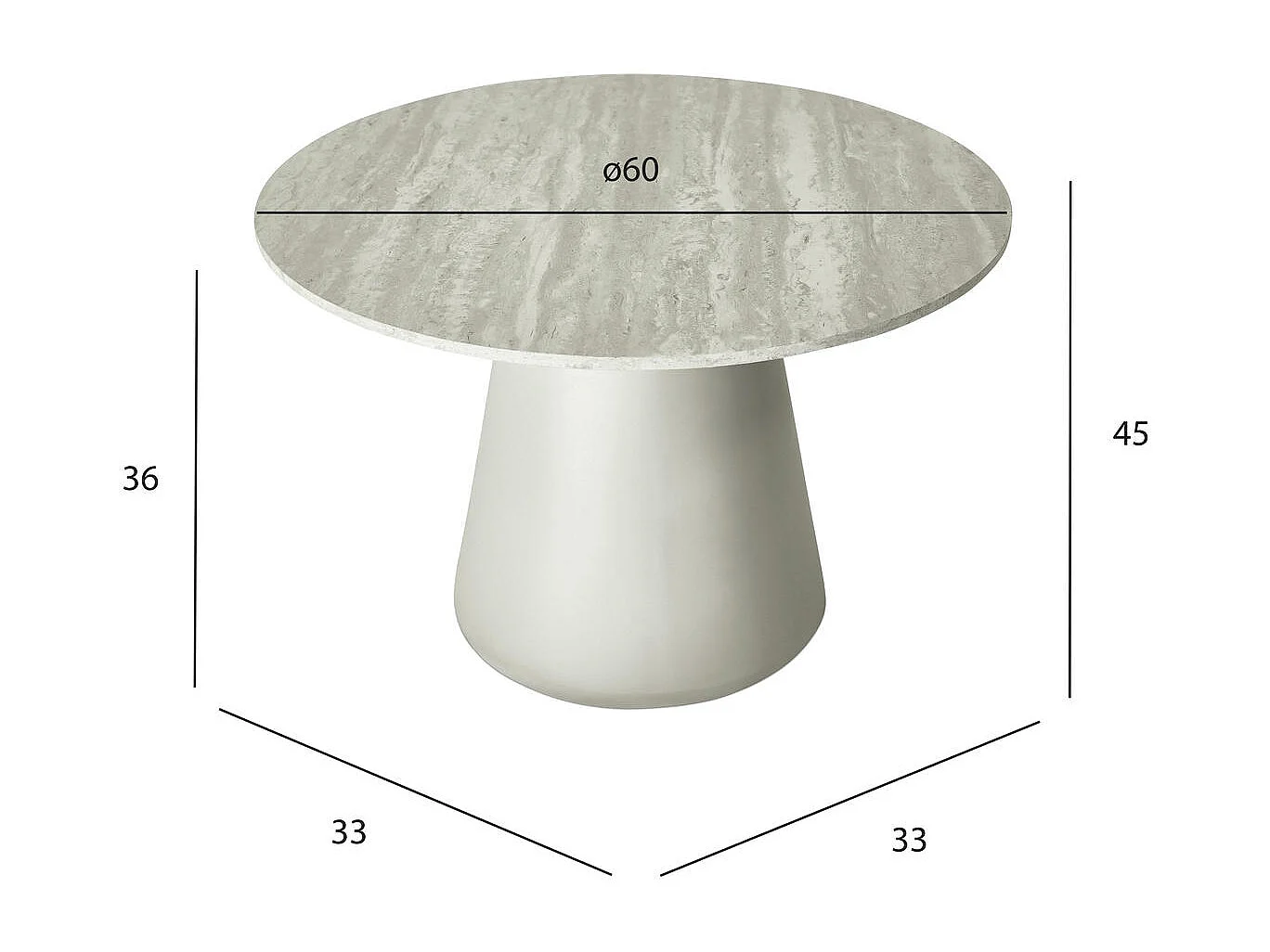 Table basse Tango - Ronde - MDF et travertin - Gris