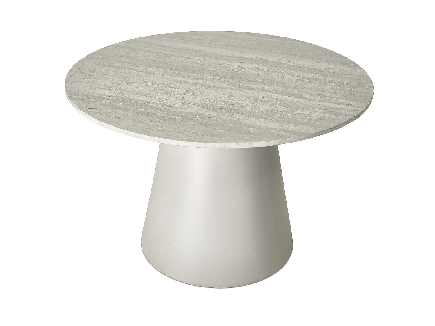 Table basse Tango - Ronde - MDF et travertin - Gris