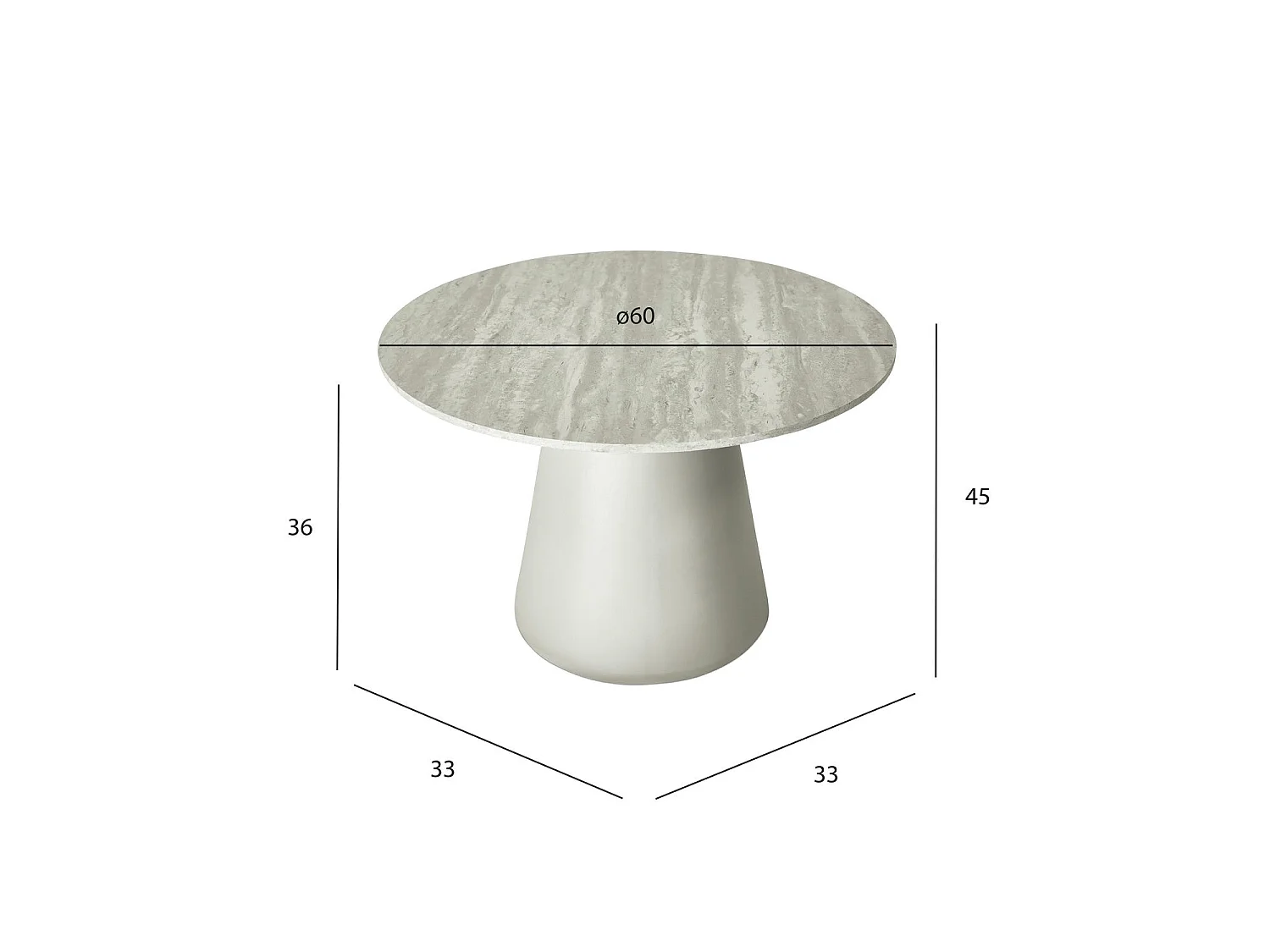 Table basse Tango - Ronde - MDF et travertin - Gris