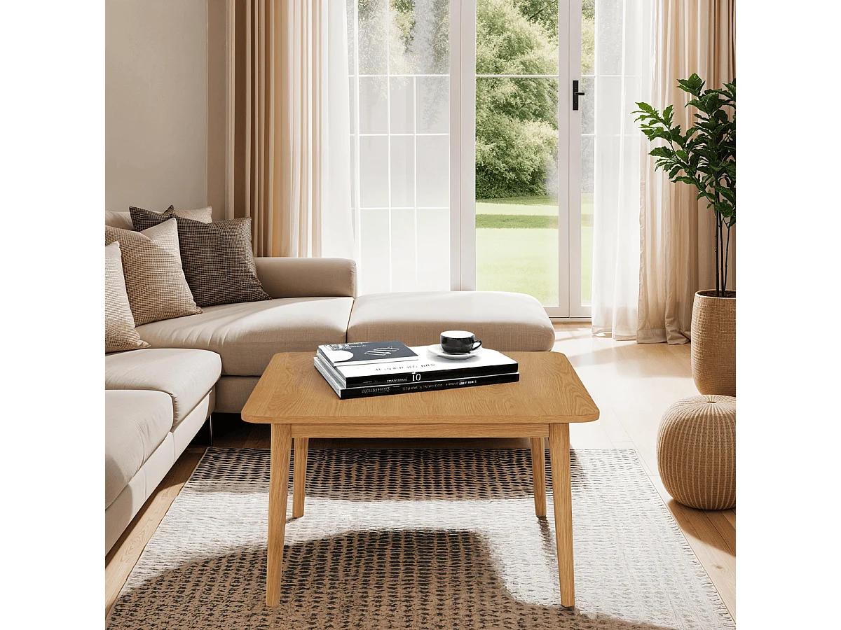 Mesa de centro cuadrada Nyborg - Madera maciza de roble y - Aceite natural