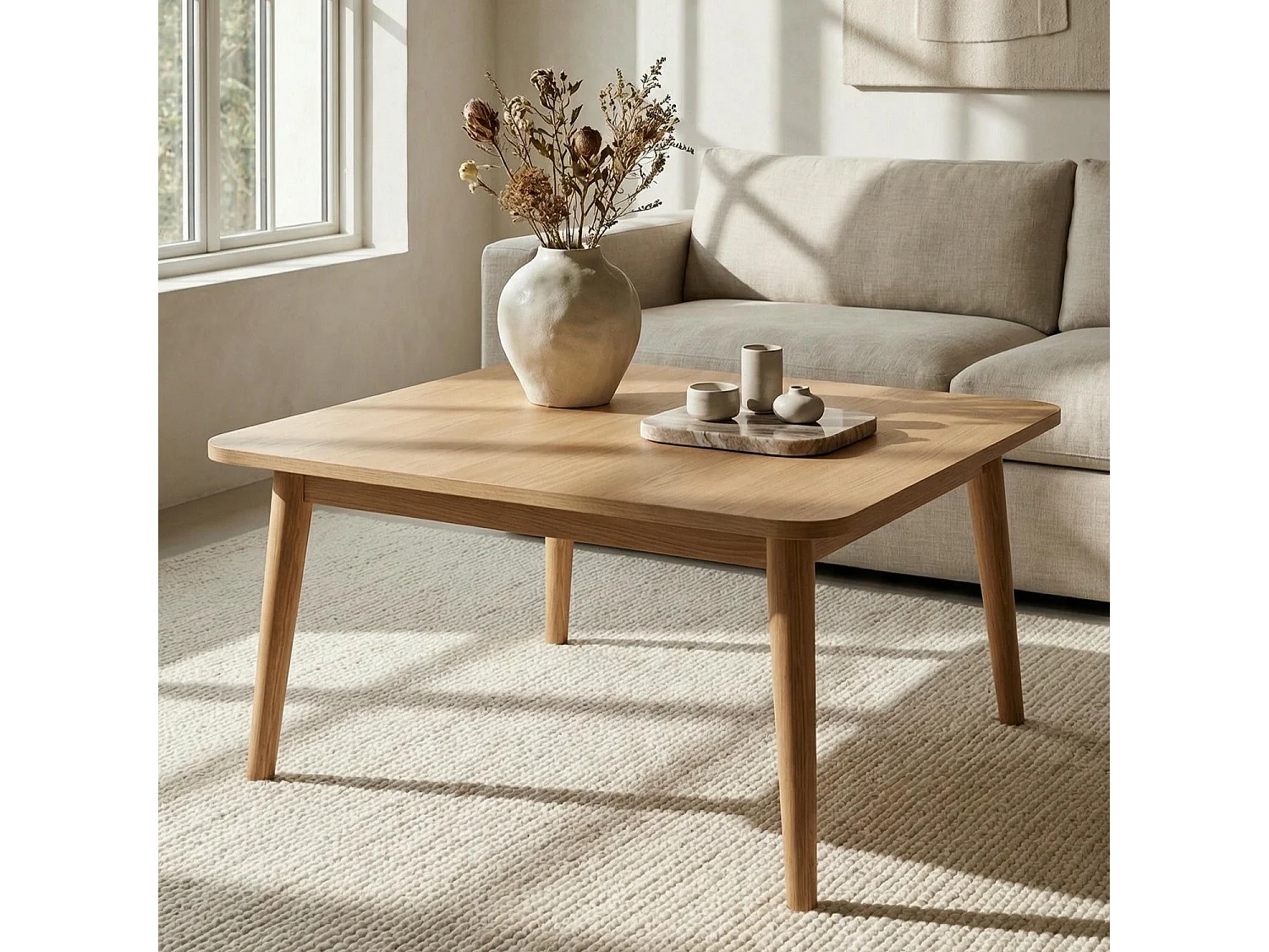 Table basse Nyborg avec Carrée et - Chêne massif et - huile naturelle