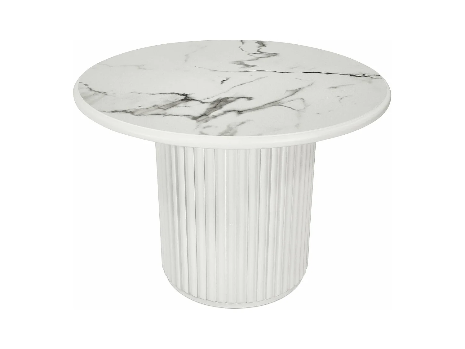 Table basse Easy - Ronde - MDF et marbre - Blanc