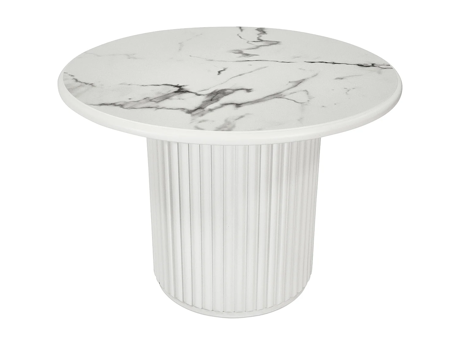 Table basse Easy - Ronde - MDF et marbre - Blanc